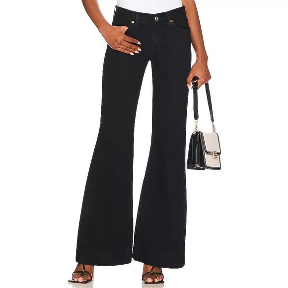 RE/DONE Womens Jeans Size 28 Black Flare Leg 70s Low Rise Bell Bottom $285